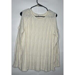 St. John’s Bay Women's Cold Shoulder Pull Over Sweater In Ivory Size Large